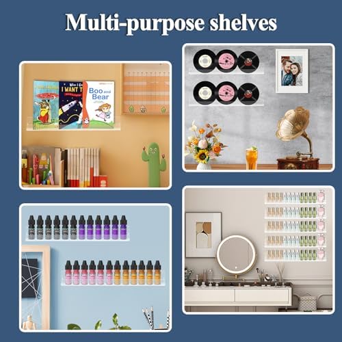 Nail Polish Wall Rack 6 Pack Floating Shelves Black