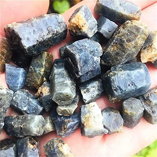 AMAZWI Natural Blue Corundum Crystal Stones 100g Sapphire Raw Decor Stones