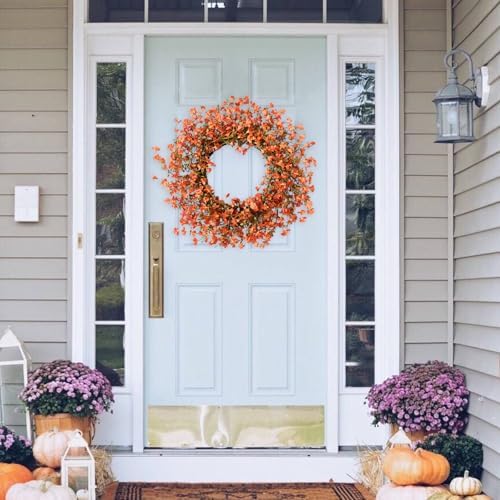 Fall Orange Forsythia Door Wreath 22 Inch Autumn Decor
