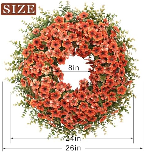 26 Inch Fall Wreath for Front Door Autumn Decor