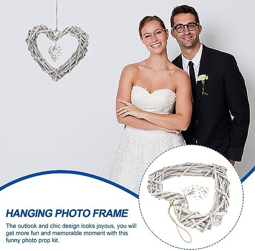3 Pcs White Lace Pendant Twigs Wreath Heart Garland Photo Frame