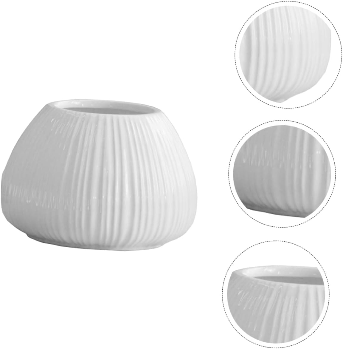 Kisangel Nordic Ceramic Flower Vase with Vertical Stripes