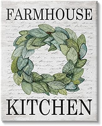 Stupell Industries Farmhouse Kitchen Leaf Wreath Wall Art 16x20 Grey
