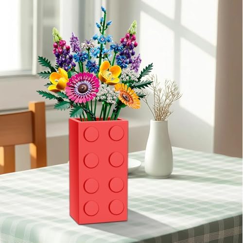 Red Vase for Lego Flowers Display Stand