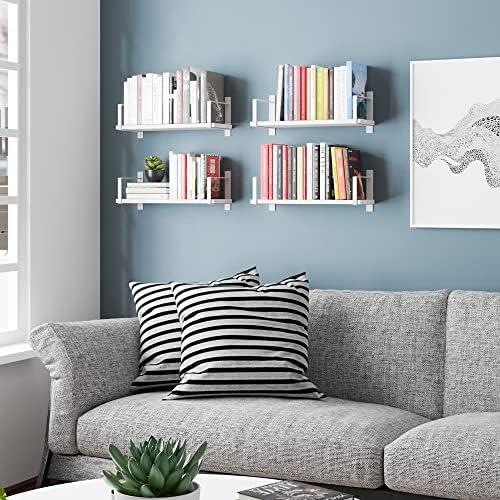 Wallniture Toledo 17 Inch Floating Shelves Set of 4 White