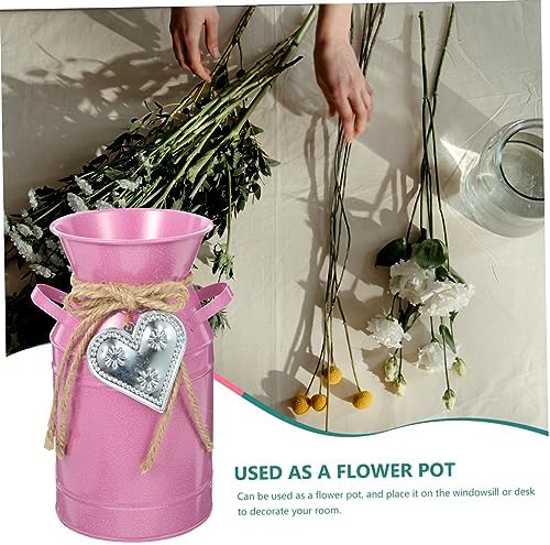 Balacoo Pink Iron Bucket Flower Arranger