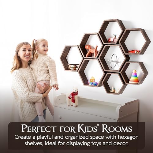 Decovate Hexagon Floating Shelves Set of 8