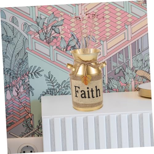 CIYODO Vintage Metal Flower Bucket Rustic Vase for Home Decor