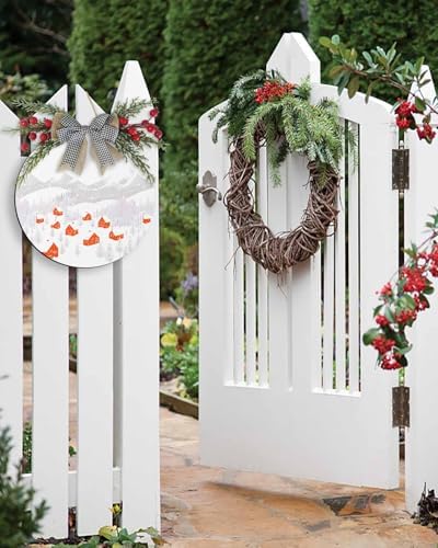 Welcome Sign Christmas Wreath Decor Round Wooden Plaque