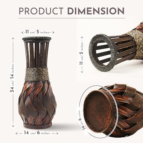 Eco-Friendly Bamboo Floor Vase - 142 Inch Handmade Decorative Vase