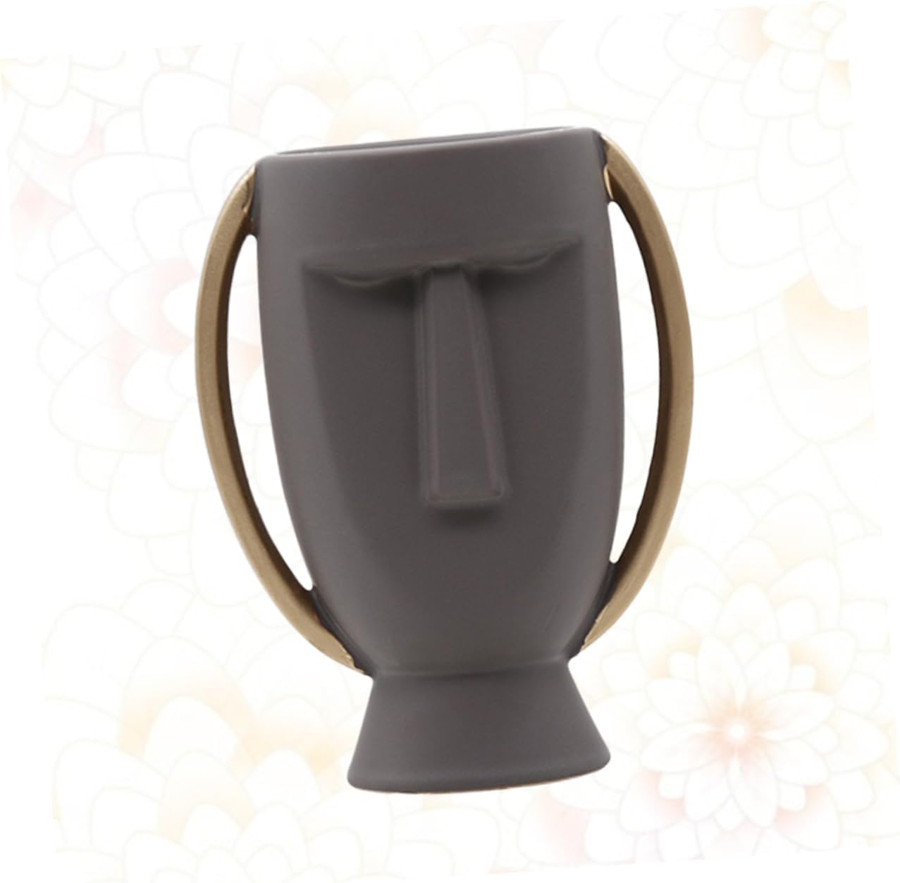 Human Face Ceramic Vase Dry Flower Holder for Home Decoration Unique Table Ornament Grey Craft
