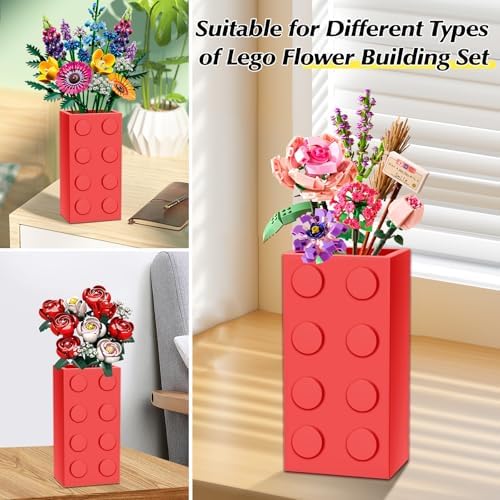 Red Vase for Lego Flowers Display Stand