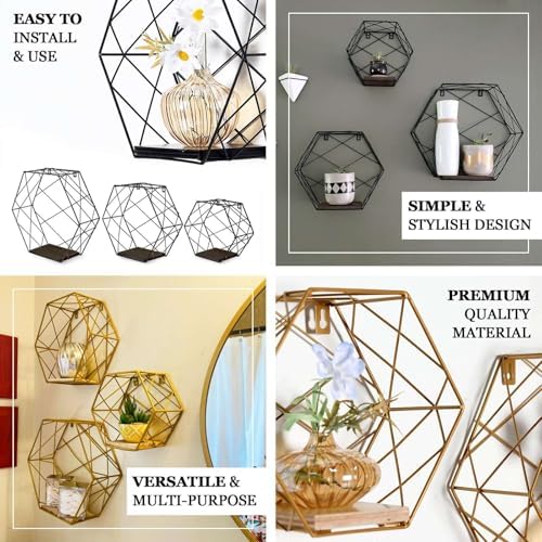 Efavormart 3 Pack Hexagonal Floating Shelves - 9 12 4 Inches