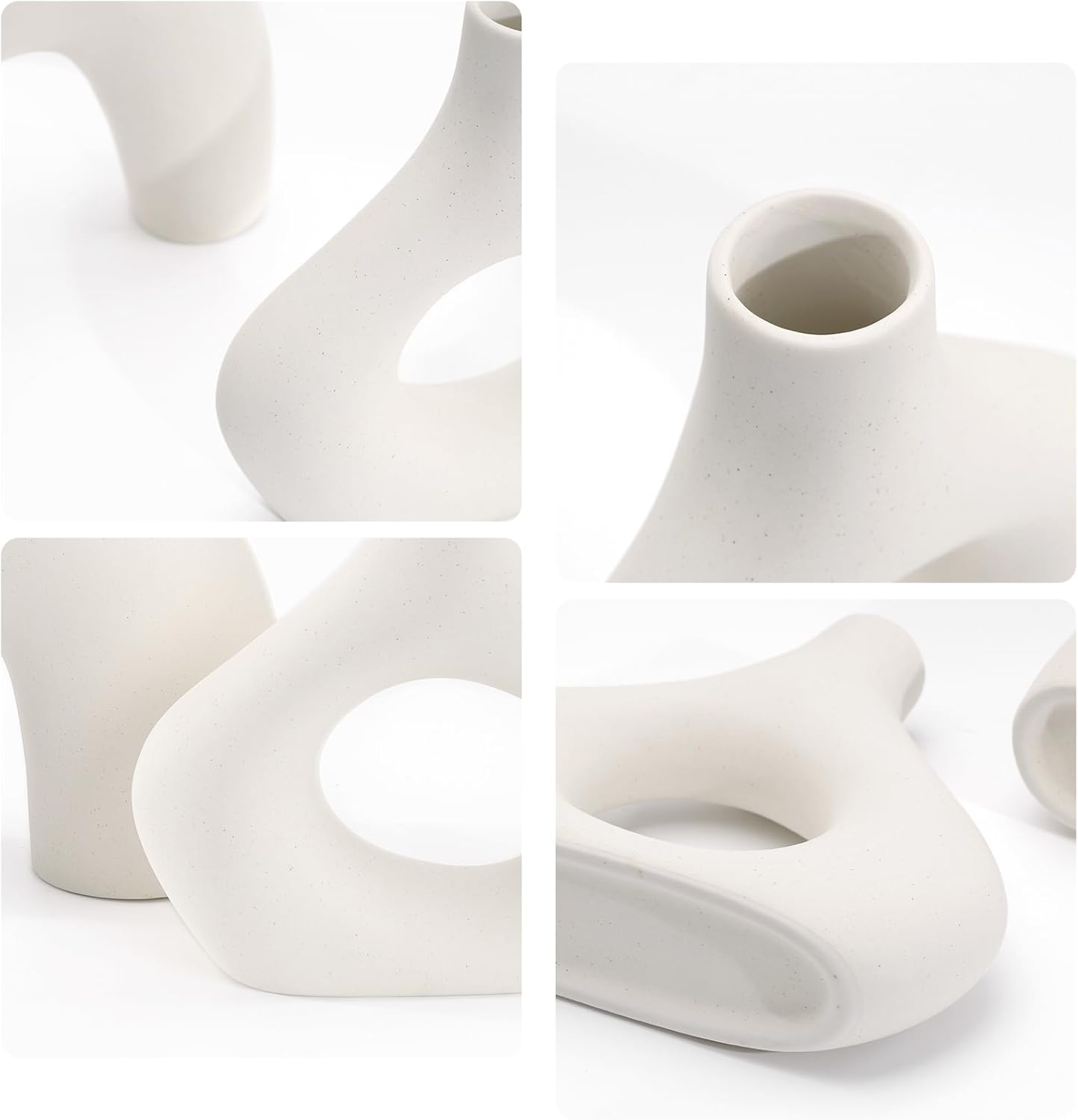 GarDream White Ceramic Vase Set of 2 Minimalist Donut Style