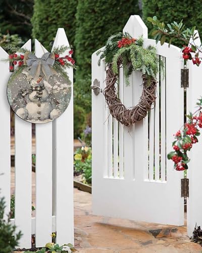 Welcome Sign Christmas Wreath Decorations Snowman Wall Sign