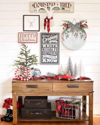 Christmas Welcome Sign with Red Berry and Snowflake Design