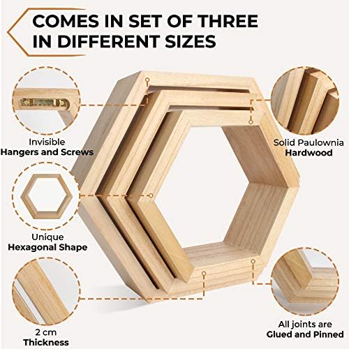 Onyx Home Hexagon Floating Shelves Set of 3