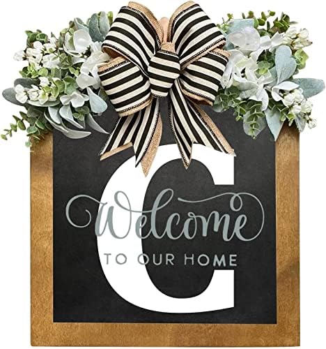 16 Inch Personalized Last Name Welcome Sign Outdoor Door Wreath Decor