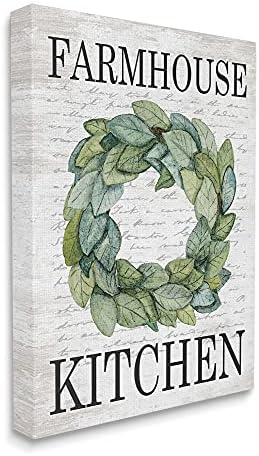 Stupell Industries Farmhouse Kitchen Leaf Wreath Wall Art 16x20 Grey