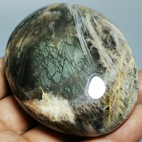 Orbicular Black Moonstone Reiki Stone for Home Decor