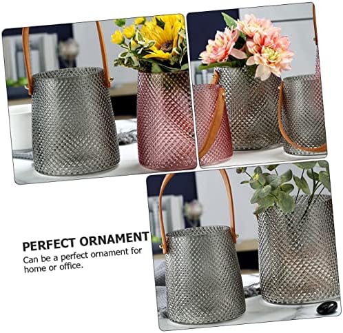 Ciieeo Simple Grey Glass Flowerpot for Home Office Decor
