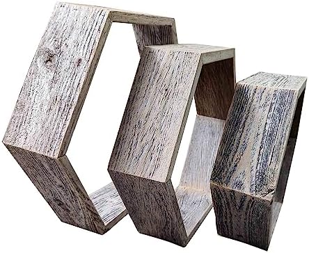 Rockin Wood Reclaimed Hexagon Shelves Set of 3