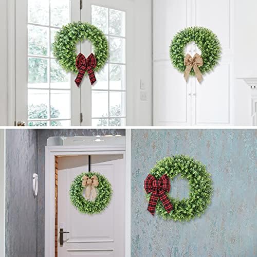 KuiMen Interchangeable Boxwood Wreath - 22 Green Door Decor for Seasons