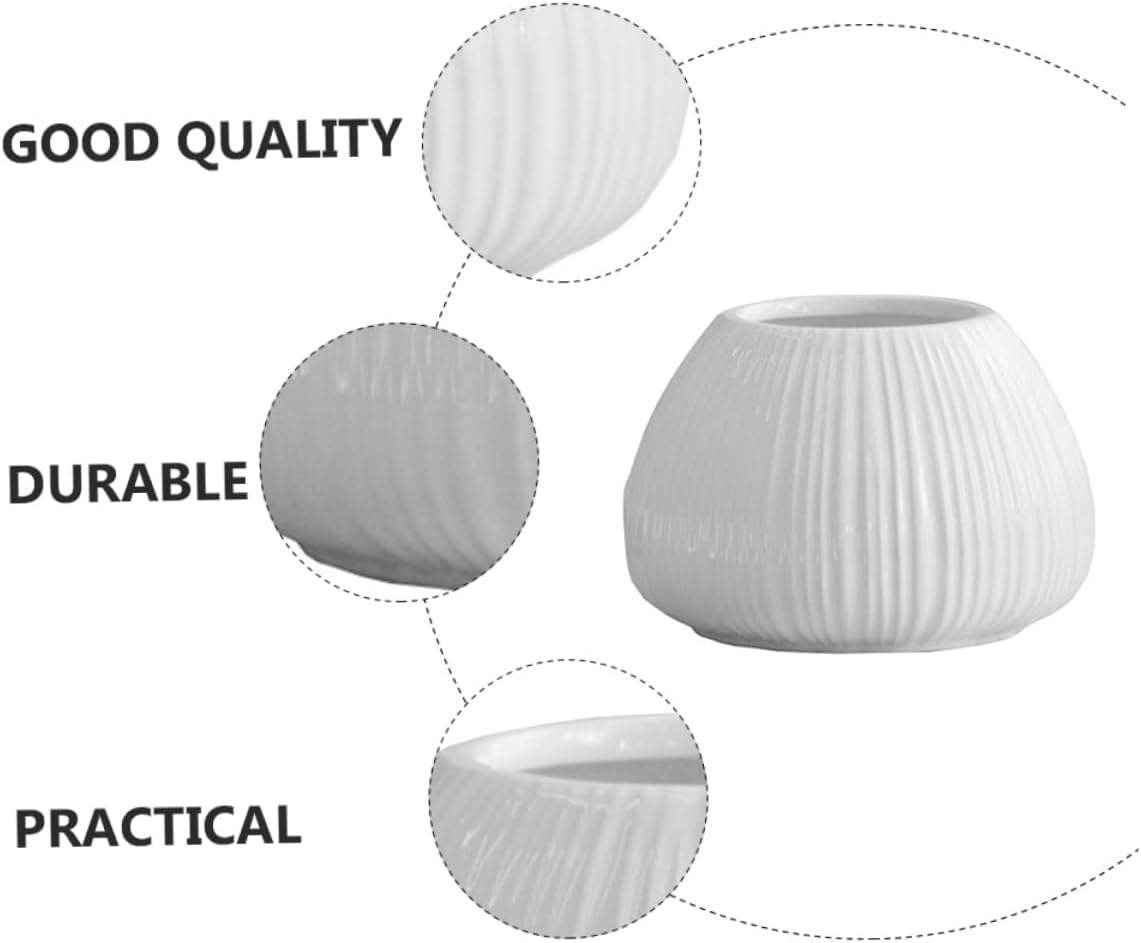 1pc Ceramic Vertical Stripe Flower Vase for Desktop Decor