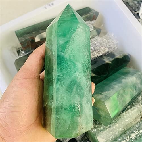 DOUKI Natural Fluorite Crystal Hexagonal Wand Home Decor