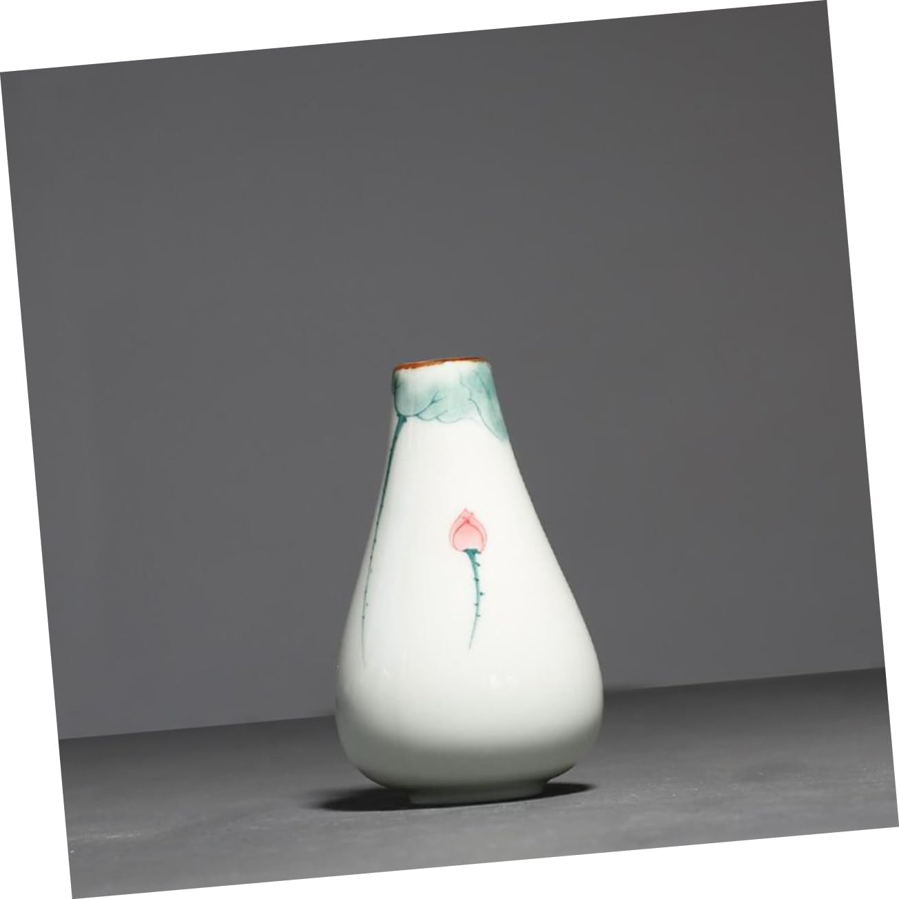 Hand Painted Lotus Ceramic Flower Vase for Desk Decor