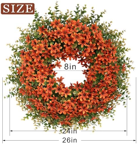26 Inch Fall Wreath for Front Door and Window Decoration