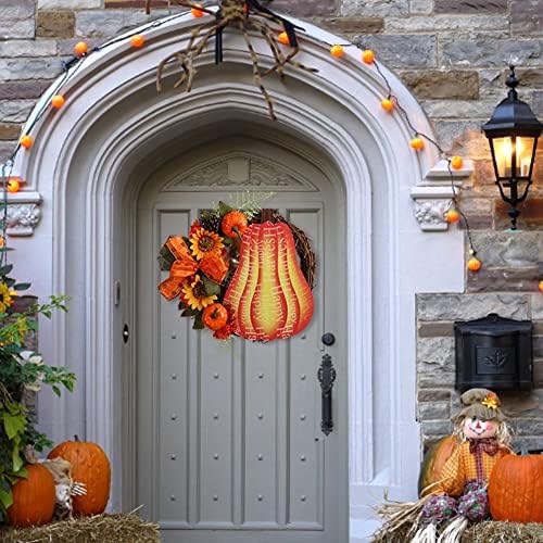12 Inch Handmade Fall Wreath with Maple Leaf Bow and Berry