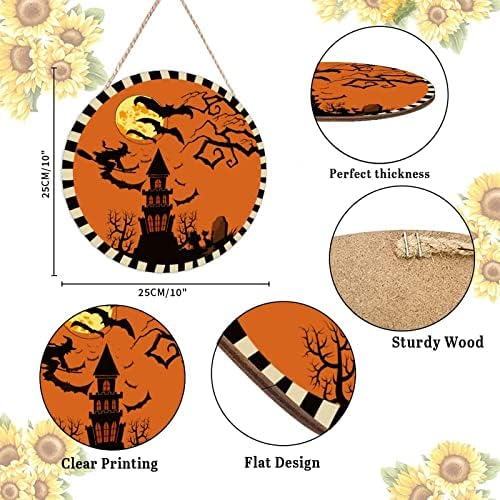 Halloween Door Hanger Wood Sign 10x10in