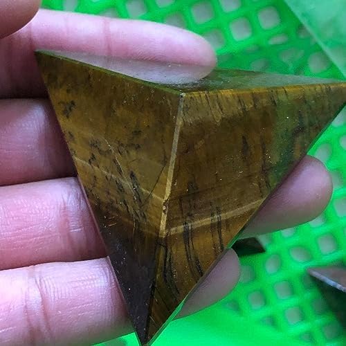 KatLin Natural Tiger Eye Stone Triangle Pyramid 2pcs Home Decor Healing Ornaments