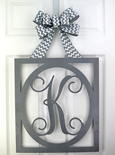 Black Monogram Door Hanger Custom Letter Wreath Choose Your Color