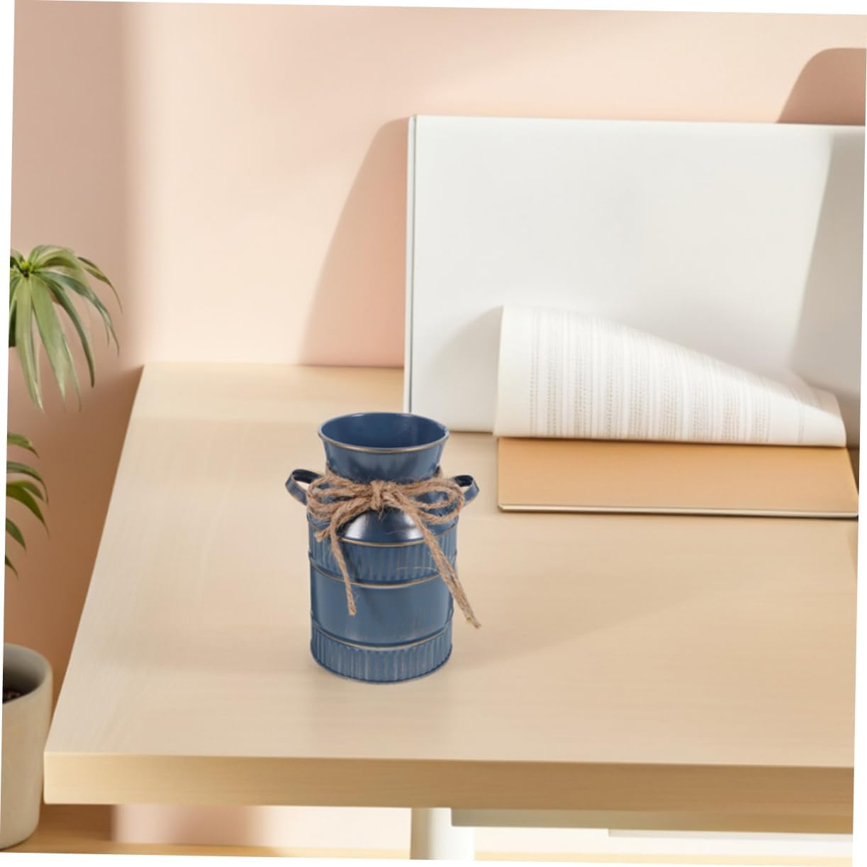 Vintage Small Waterproof Iron Milk Jug Flower Vase for Home Tabletop Decor