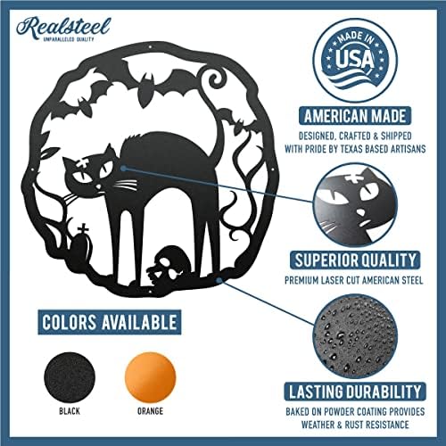 RealSteel Halloween Cat Wreath Front Door Sign