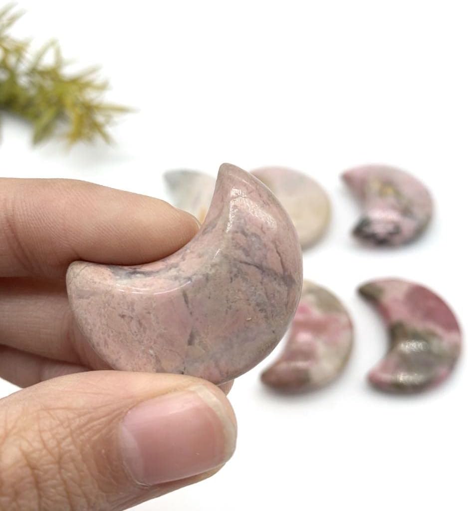 Pink Rhodonite Moon Shaped Crystal Gift