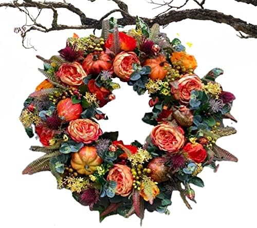 Fall Peony Door Wreath for Farmhouse Decor and Festivals