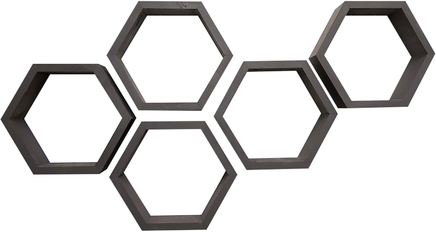 Drakestone Designs Hexagon Floating Shelves 5-Pack Black