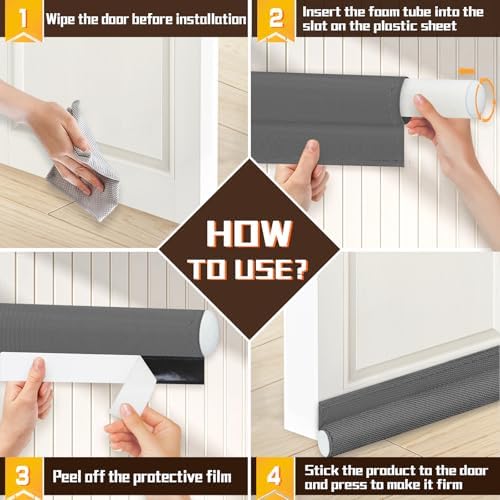 KRUI Door Draft Stopper 34 Inches Gray
