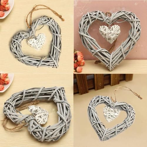 Heart Shape Wicker Wreath for Front Door and Wall Decor