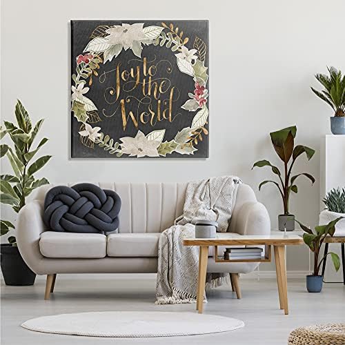 Stupell Industries Joy to the World Christmas Wreath Red Holly
