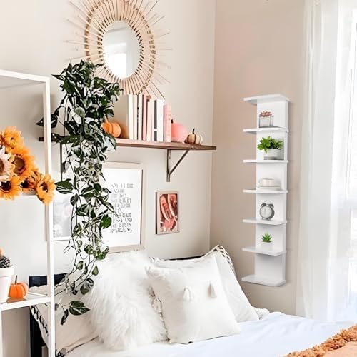 2 Pack 7 Tier Wall Shelf Unit - Floating Display Storage Shelves for Home Decor