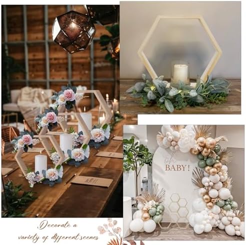 12 Pcs Wooden Hexagon Shelves 3 Sizes