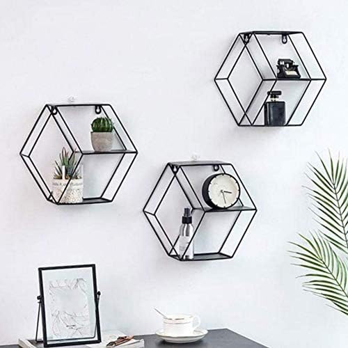 Ochine Rustic Hexagonal Floating Wall Shelf