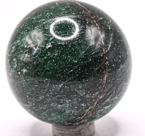 47mm Dark Green Jade Carved Sphere Decor Ball With Stand