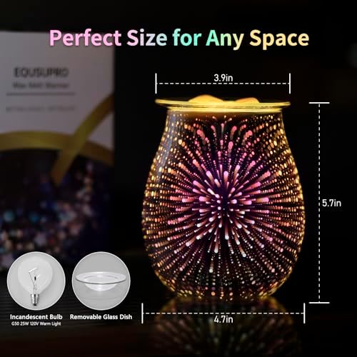 EQUSUPRO 3D Glass Wax Melter Warmer with Fireworks Display