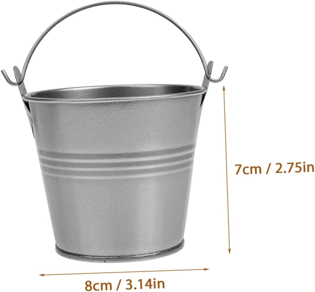 POPETPOP 5pcs Vintage Iron Flower Bucket Planter with Rustic Tin Handles for Home Decor