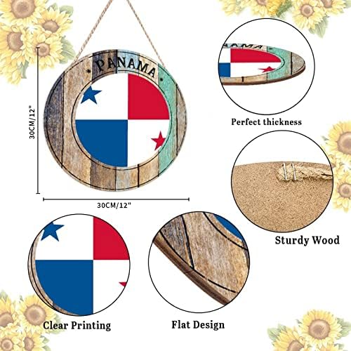 Panama Round Wood Door Hanger 12x12in Decor Sign